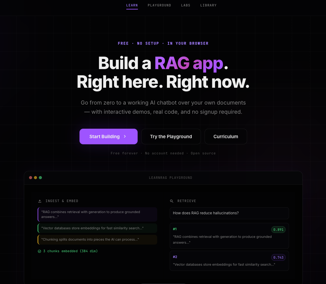 LearnRAG — Build Your First RAG App, Free and Interactive